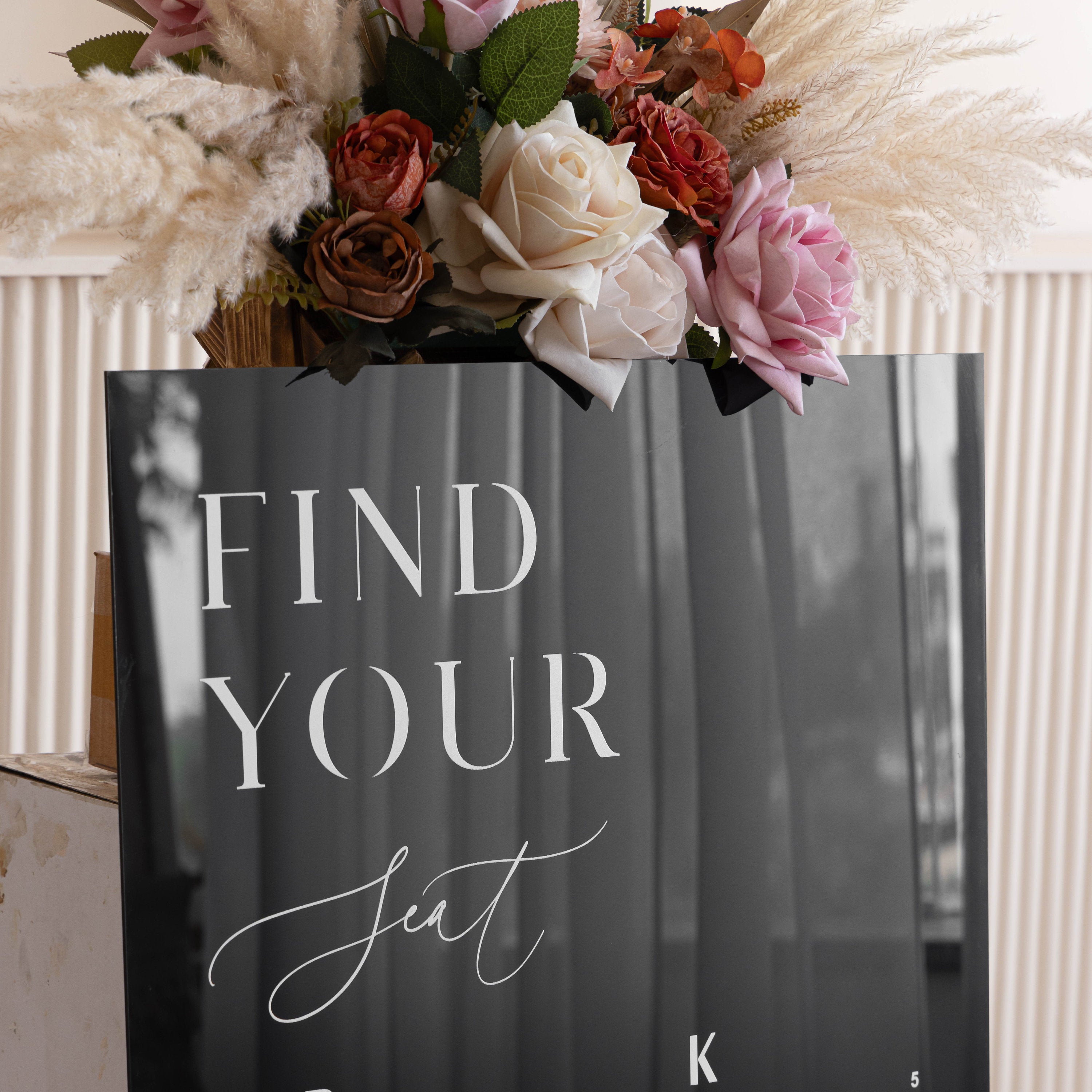 Wedding Seating Chart - Find Your Seat Sign - Table Plan Sign - Please be Seated Sign - Black Acrylic Seating Chart - Wedding Guests Plan