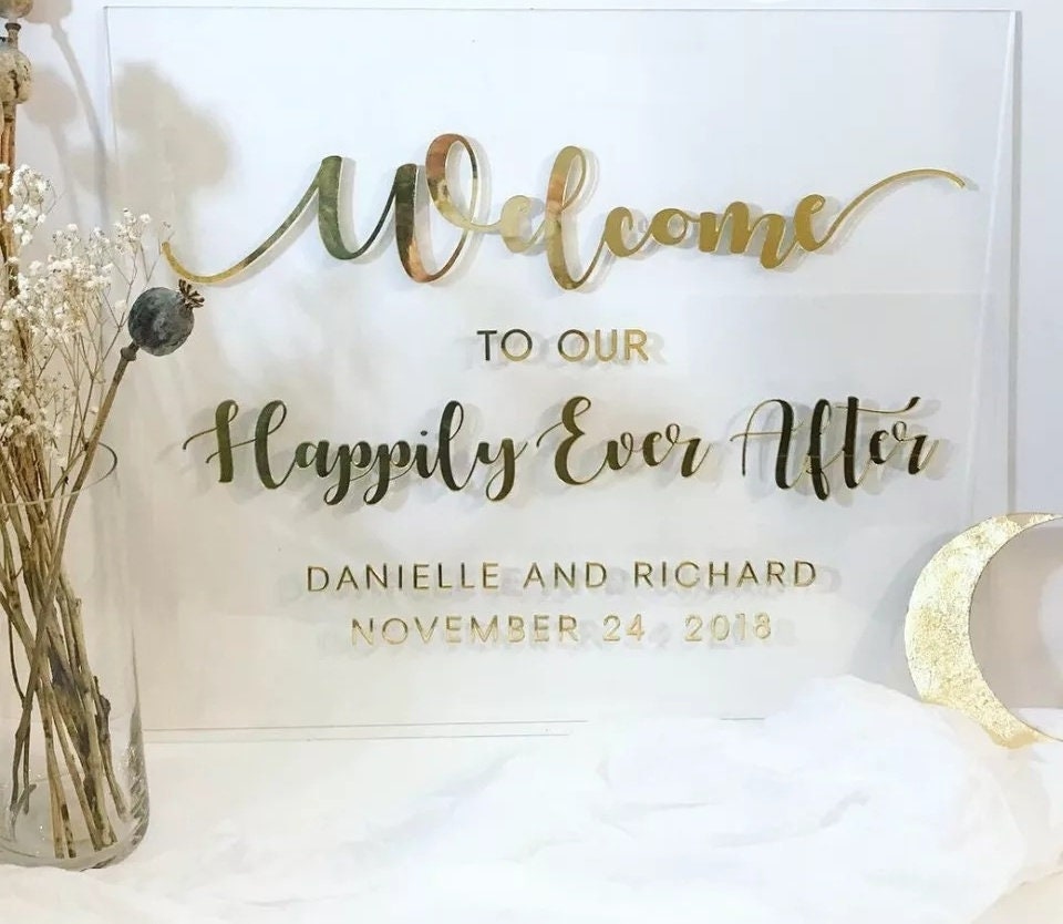 Wedding welcome sign | Couple name sign with raised lettering | Couple established sign with raised lettering | Acrylic wedding welcome sign