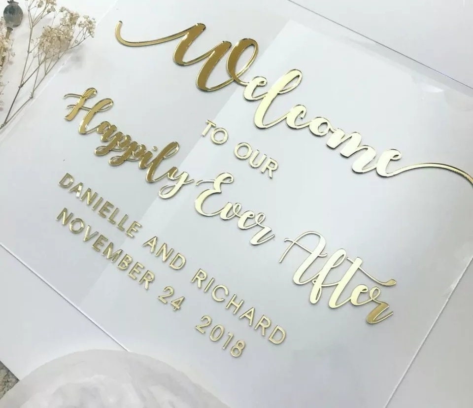 Wedding welcome sign | Couple name sign with raised lettering | Couple established sign with raised lettering | Acrylic wedding welcome sign