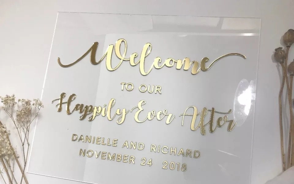 Wedding welcome sign | Couple name sign with raised lettering | Couple established sign with raised lettering | Acrylic wedding welcome sign
