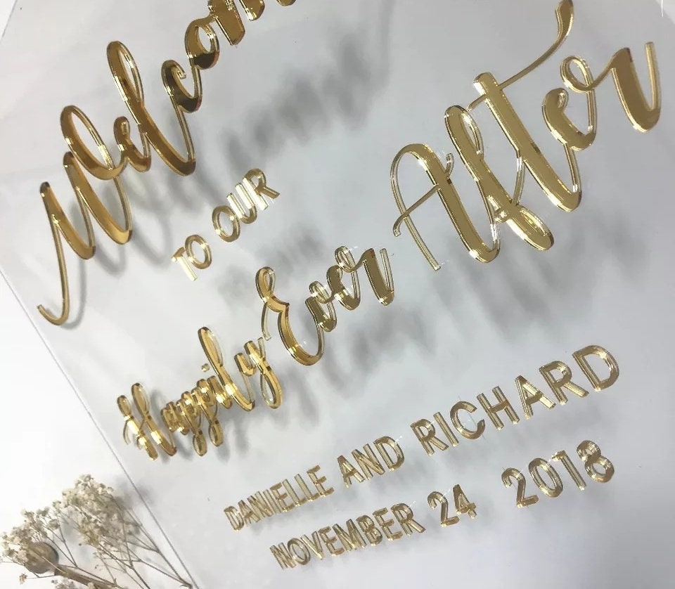Wedding welcome sign | Couple name sign with raised lettering | Couple established sign with raised lettering | Acrylic wedding welcome sign