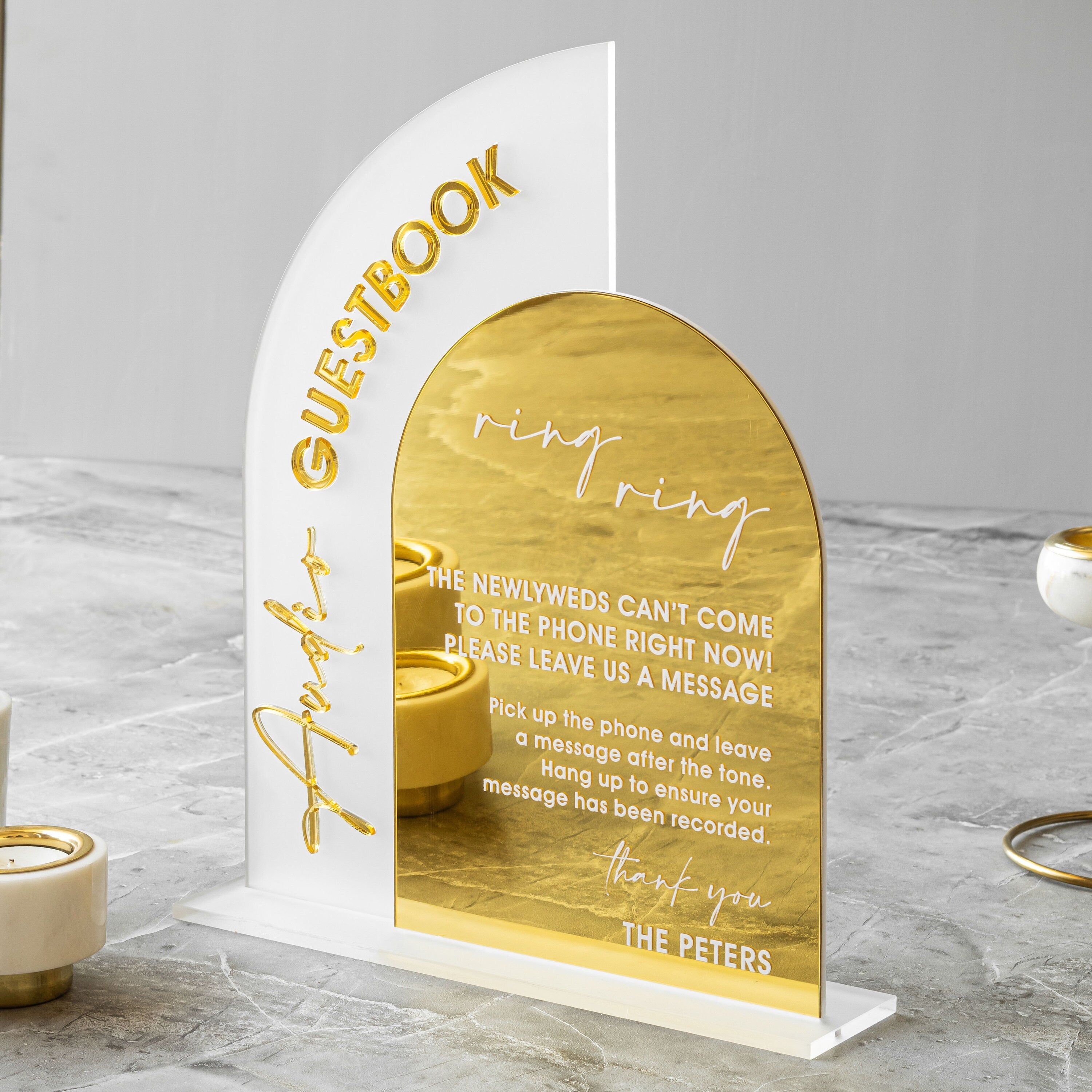 Audio Guestbook Sign, Wedding Guestbook Sign, Telephone Guest Book Sign, Wedding Reception Decor, Wedding Signage, Gold Mirror Wedding Signs