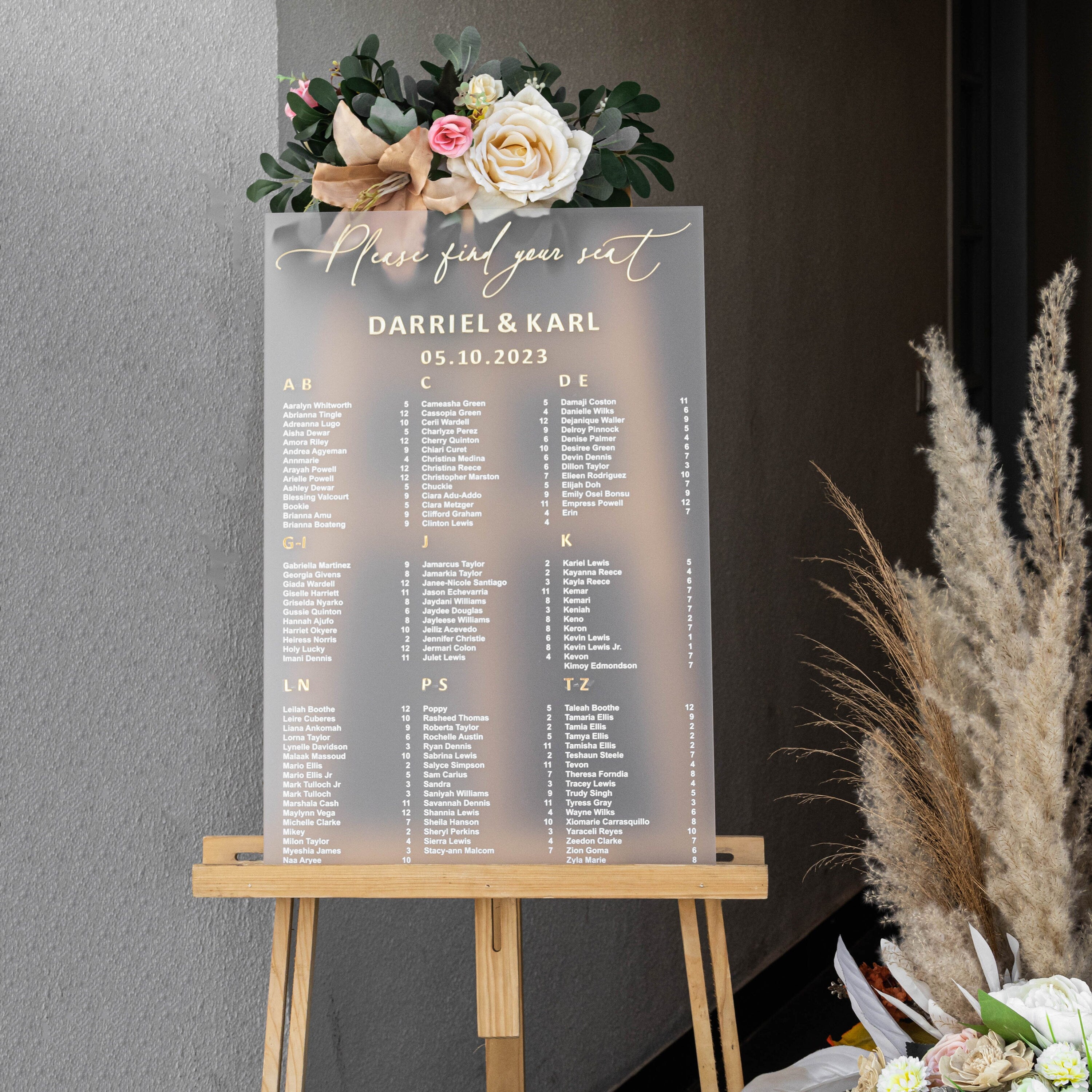 Frosted Acrylic Wedding Seating Chart, Frosted wedding signs, wedding seating sign, Acrylic wedding sign, Custom wedding signs