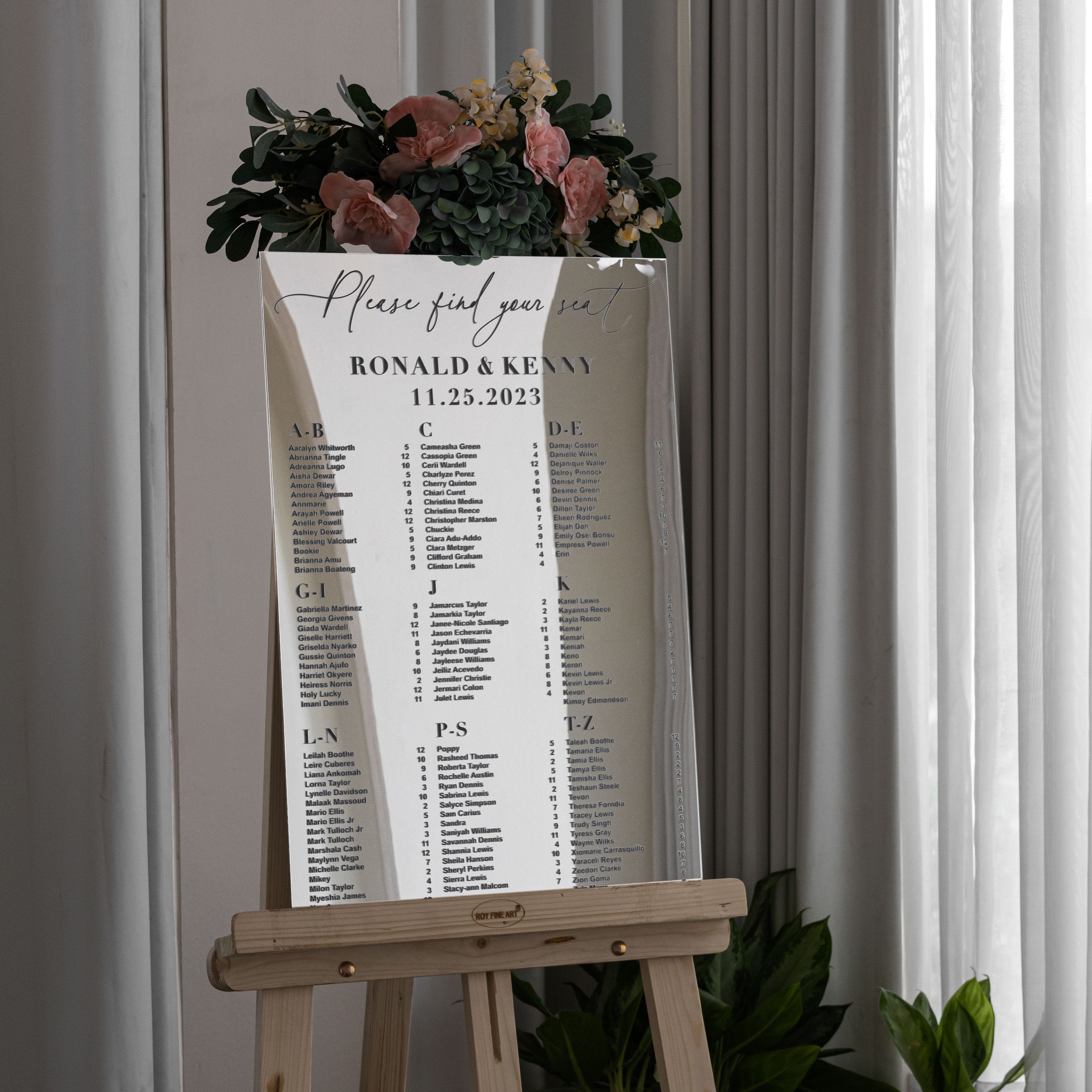 Mirror Silver Acrylic Seating Chart, Wedding seating chart, wedding seating sign, Please Be Seated Wedding Sign, Wedding Guests Plan