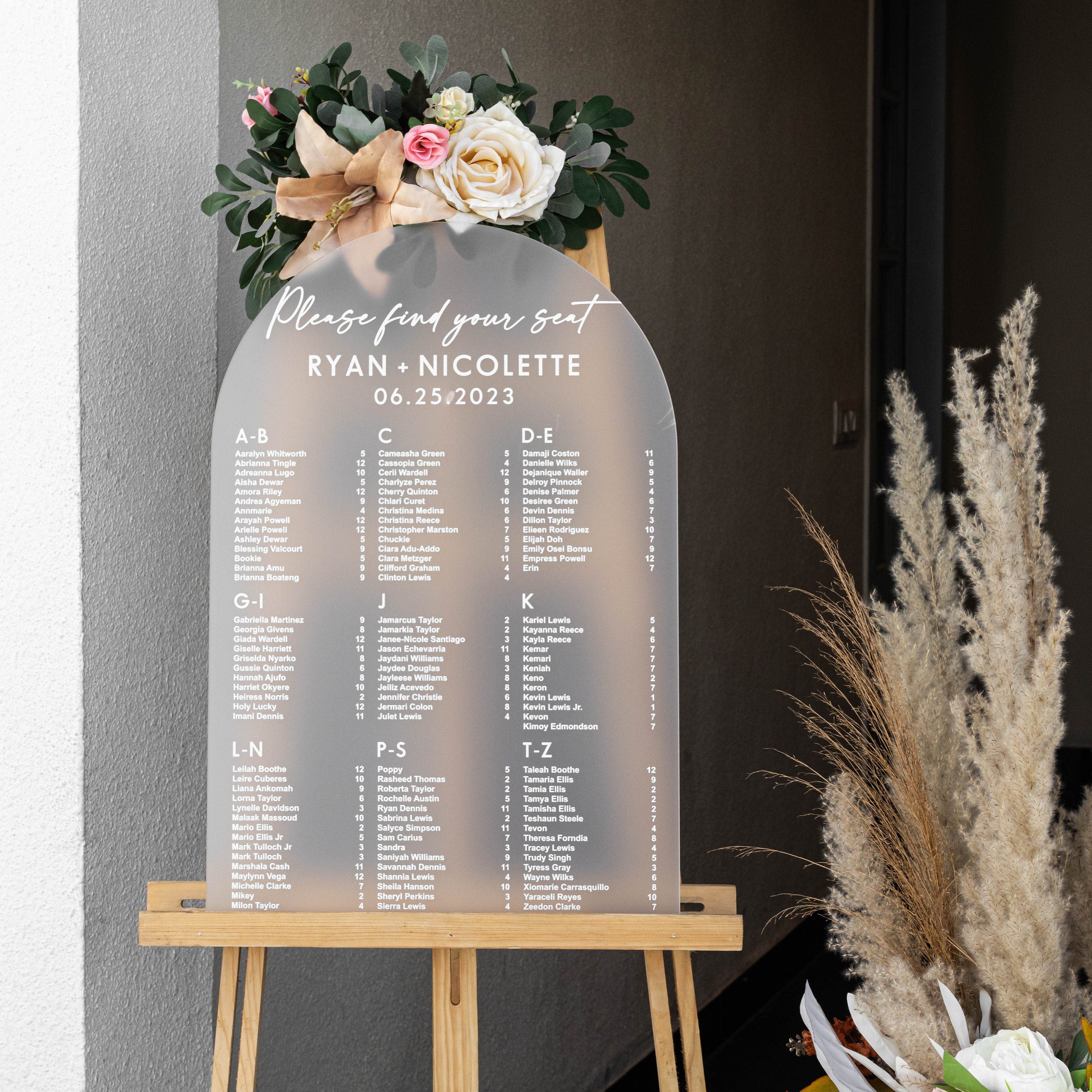 Frosted Acrylic Wedding Seating Chart, Arched wedding signs, wedding seating sign, Acrylic wedding sign, Custom wedding signs