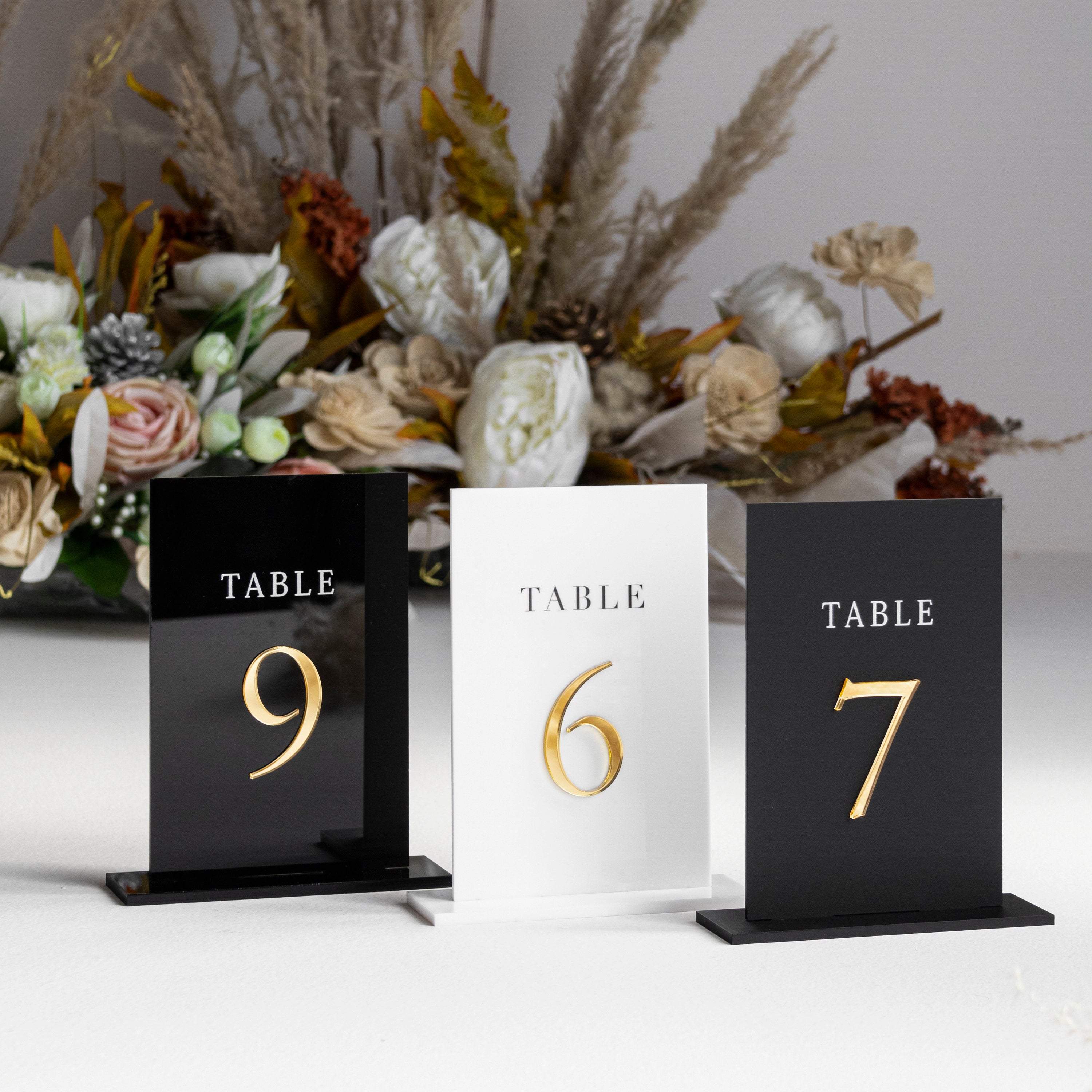 Matt Black Acrylic Table Numbers - Wedding Table Decor - Wedding Signage - Table Signs - Table Numbers - Wedding Stationery - Reception Sign