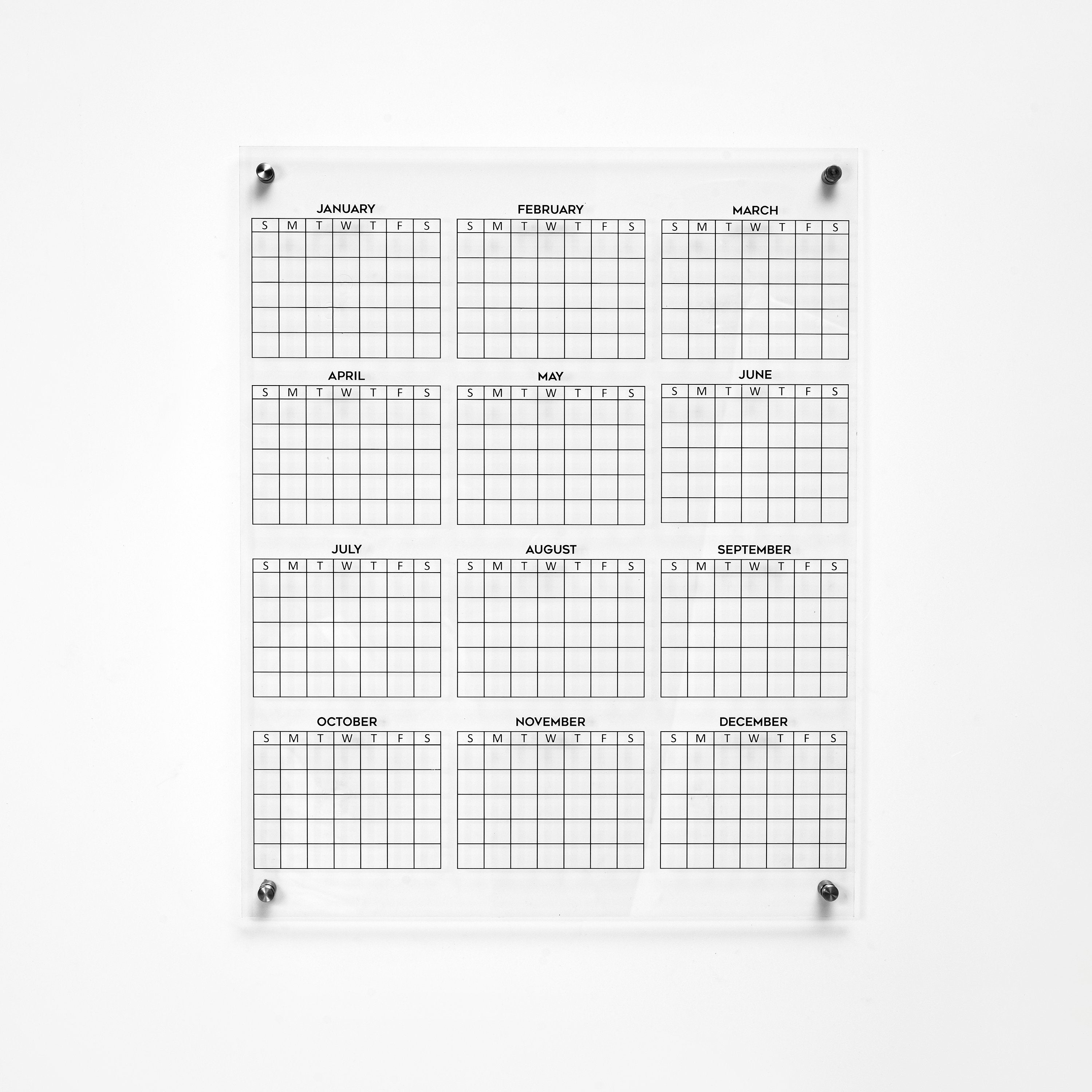 At A Glance 2023 Calendar, Reusable Yearly Dry Erase Acrylic Calendar, dry-erase 12 month calendar, clear wall mounted minimalist calendar