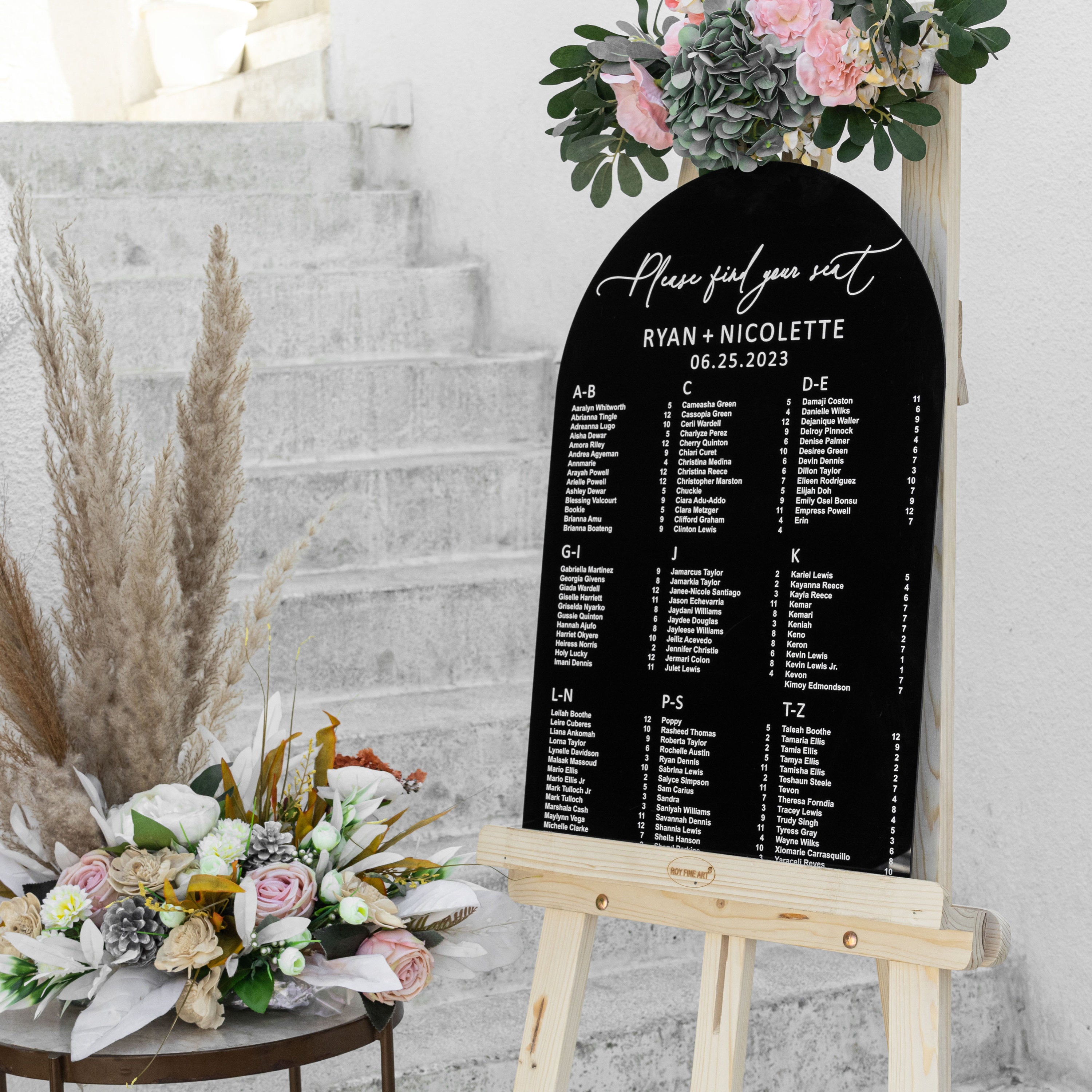 Black Acrylic Seating Chart, Arched Wedding seating chart, wedding seating sign, Please Be Seated Wedding Sign, Wedding Guests Plan