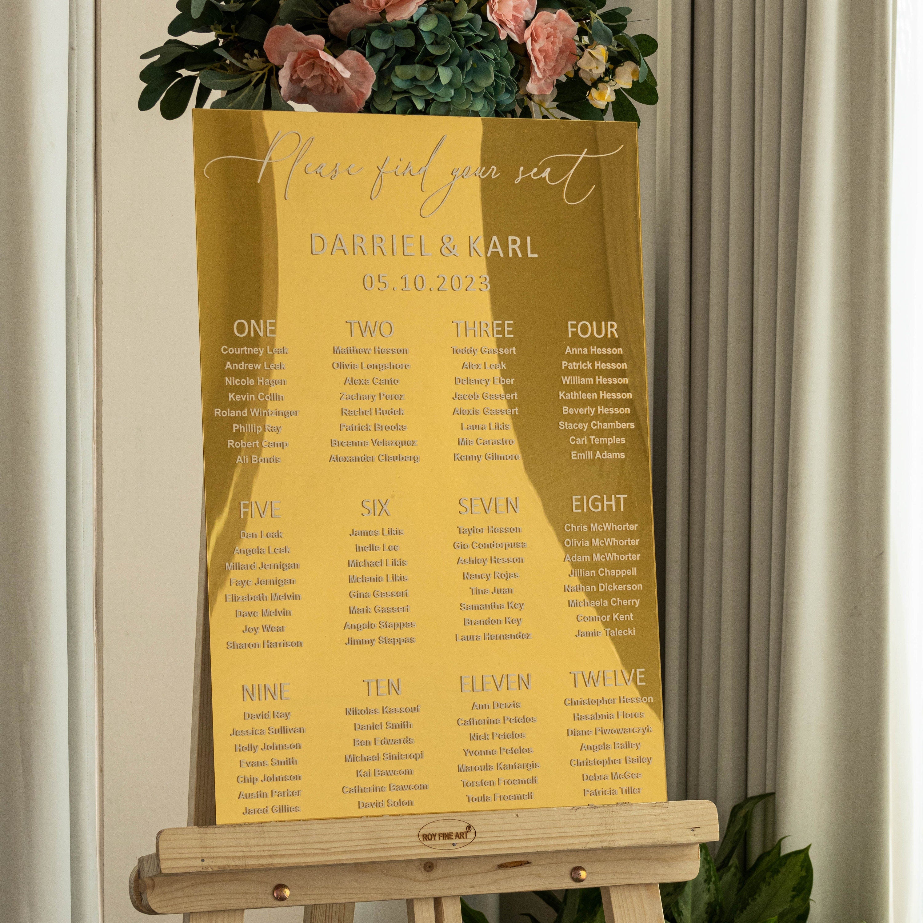 Gold Mirror Acrylic Seating Chart, Wedding seating chart, wedding seating sign, Please Be Seated Wedding Sign, Wedding Guests Plan