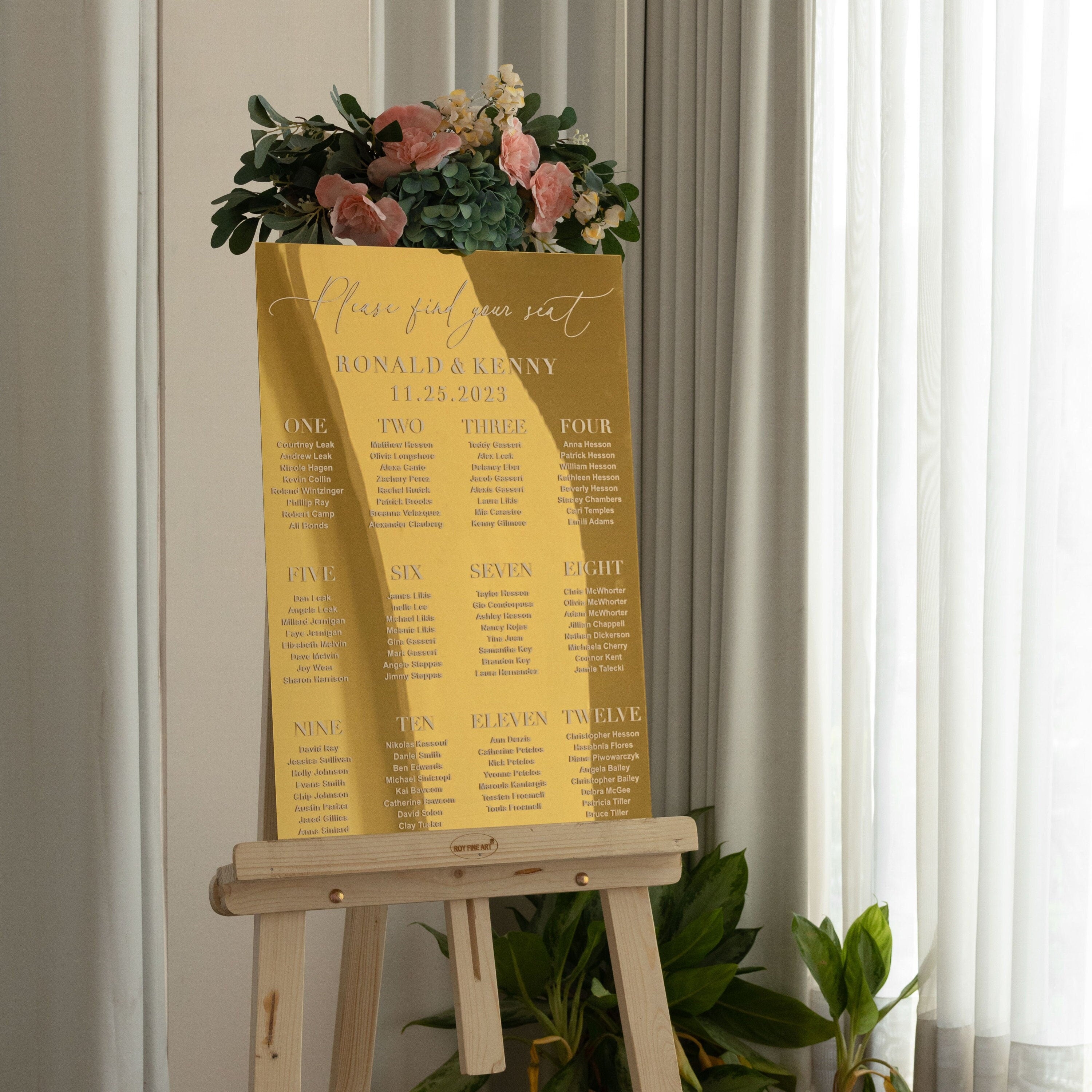 Gold Mirror Acrylic Seating Chart, Wedding seating chart, wedding seating sign, Please Be Seated Wedding Sign, Wedding Guests Plan