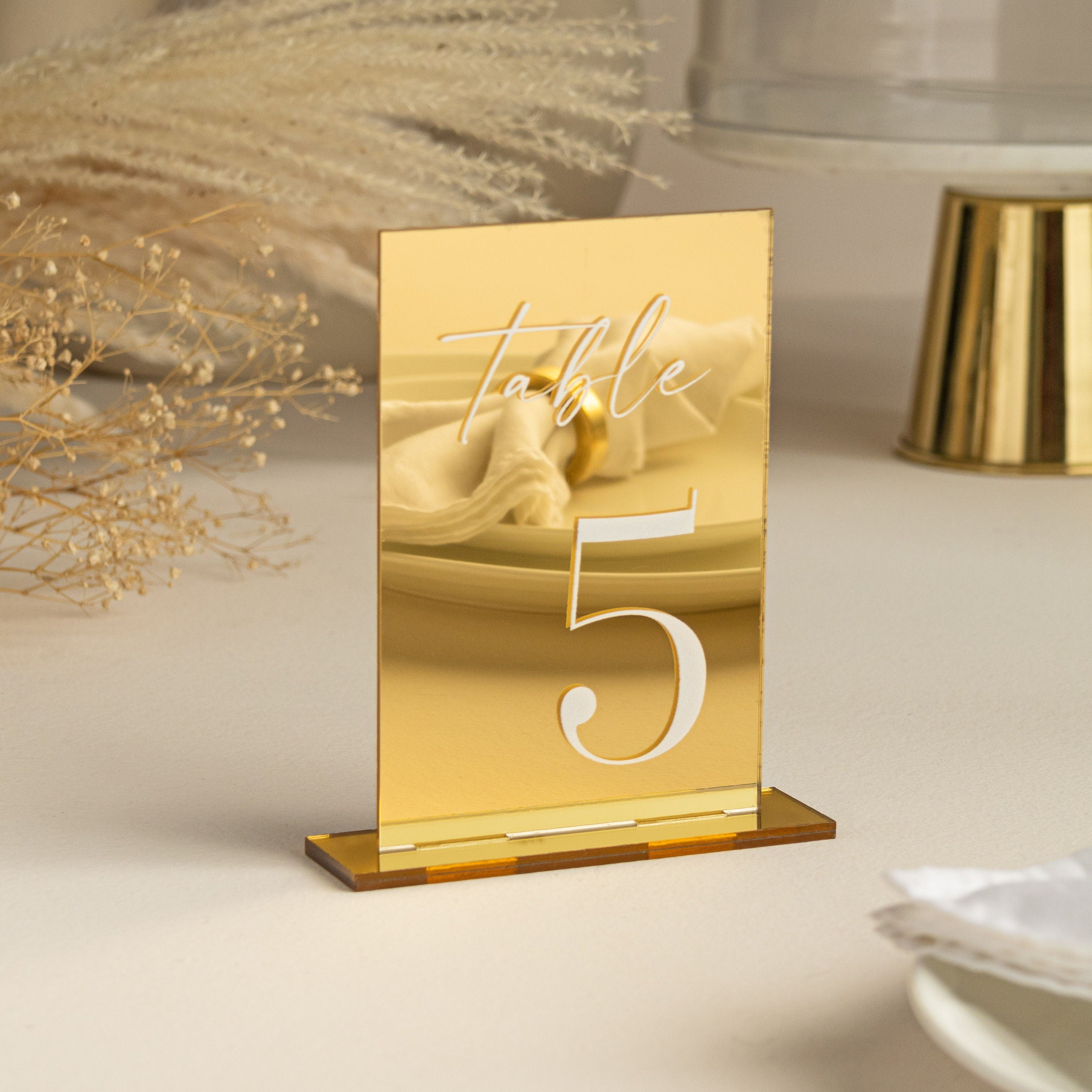 Mirror Gold Acrylic Table Numbers | Wedding Table Numbers | Acrylic Table Numbers | Table Numbers Wedding Decoration | Wedding Table Decor