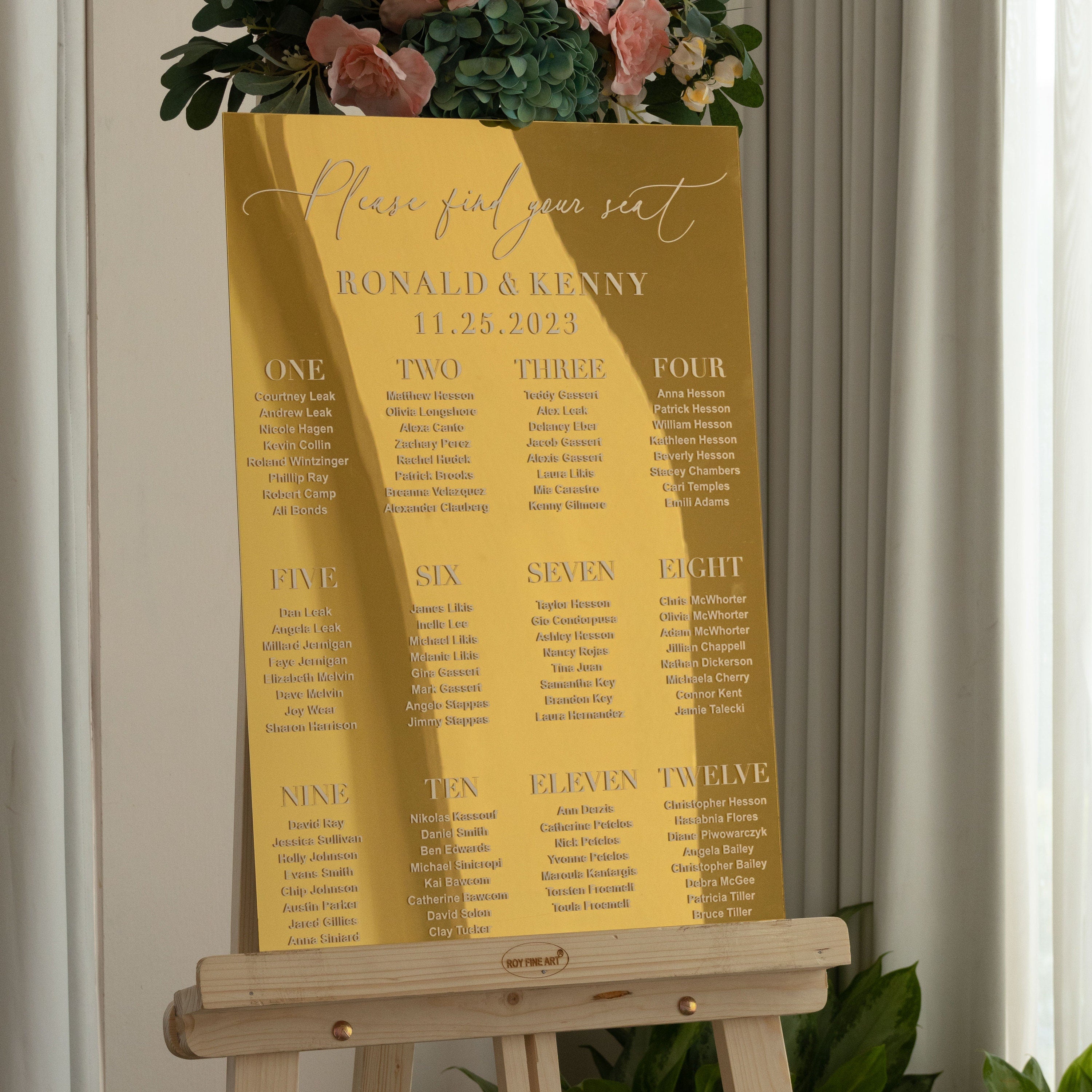 Gold Mirror Acrylic Seating Chart, Wedding seating chart, wedding seating sign, Please Be Seated Wedding Sign, Wedding Guests Plan