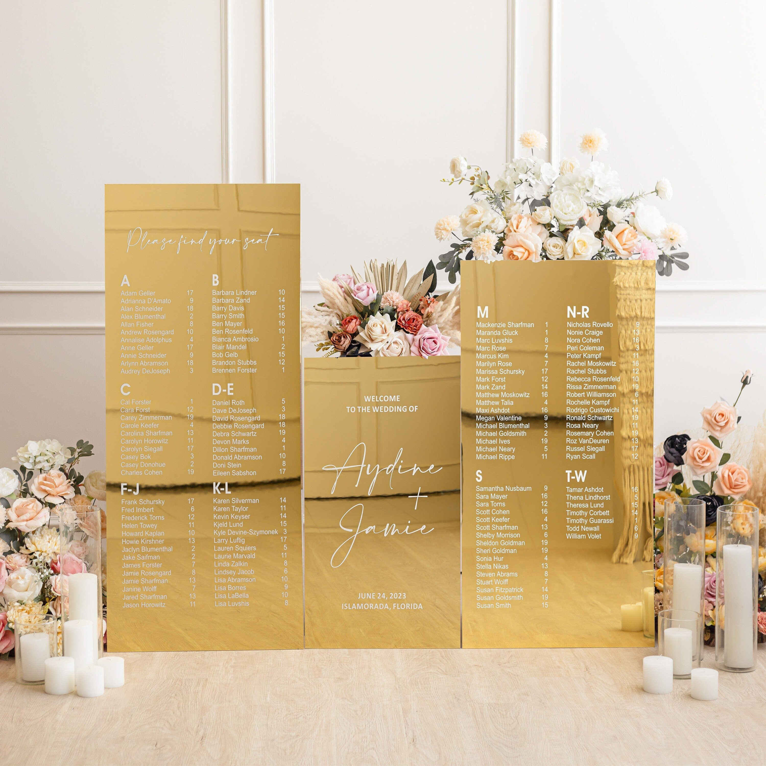 Wedding Signs Bundle - Seating Chart - Reception Welcome Sign - Acrylic Wedding Sign - Wedding Seating chart - Gold Acrylic Wedding Signage