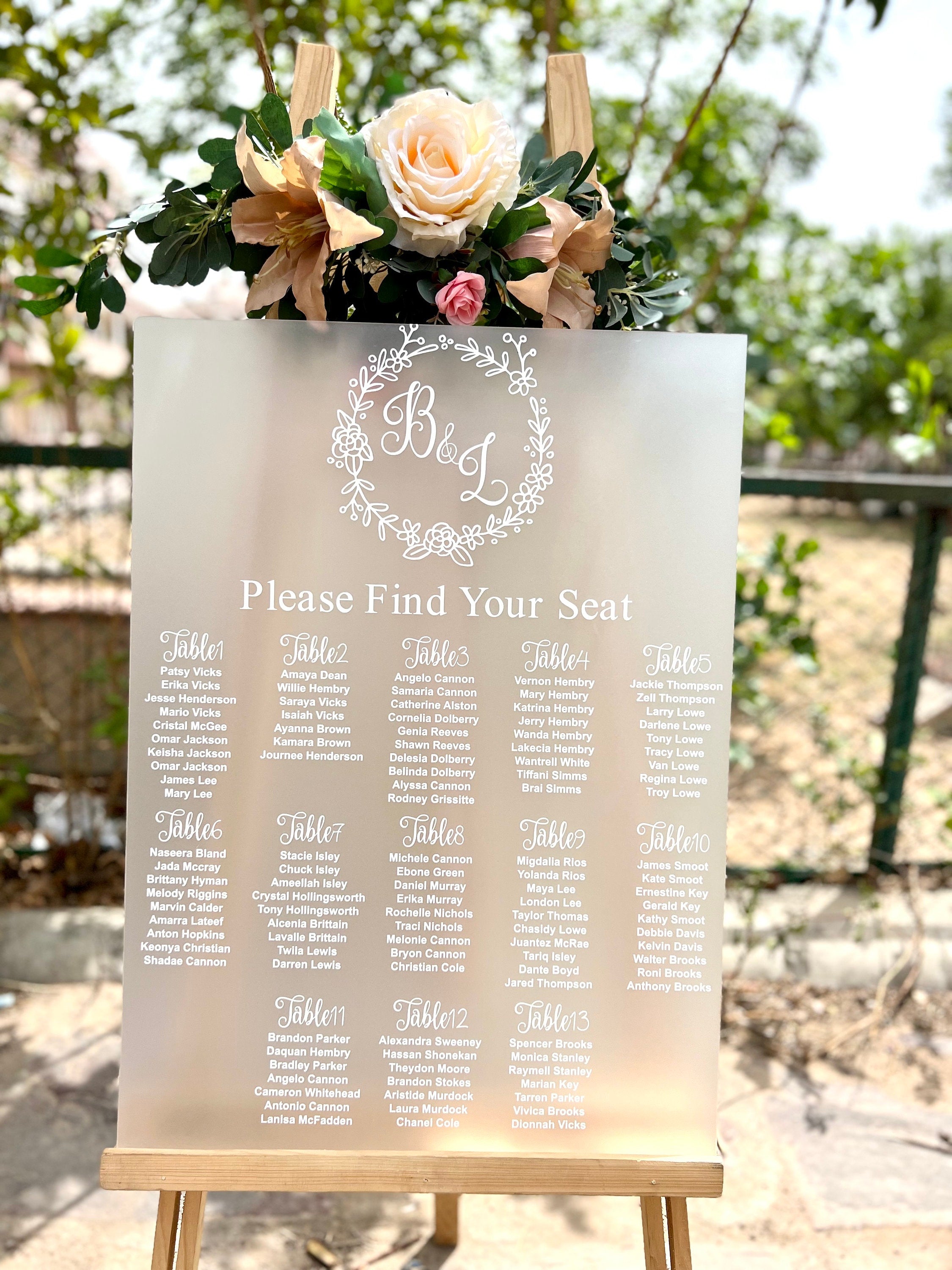Frosted Acrylic Seating Chart, Wedding seating chart, wedding seating sign, Acrylic wedding sign, Seating chart, custom seating chart