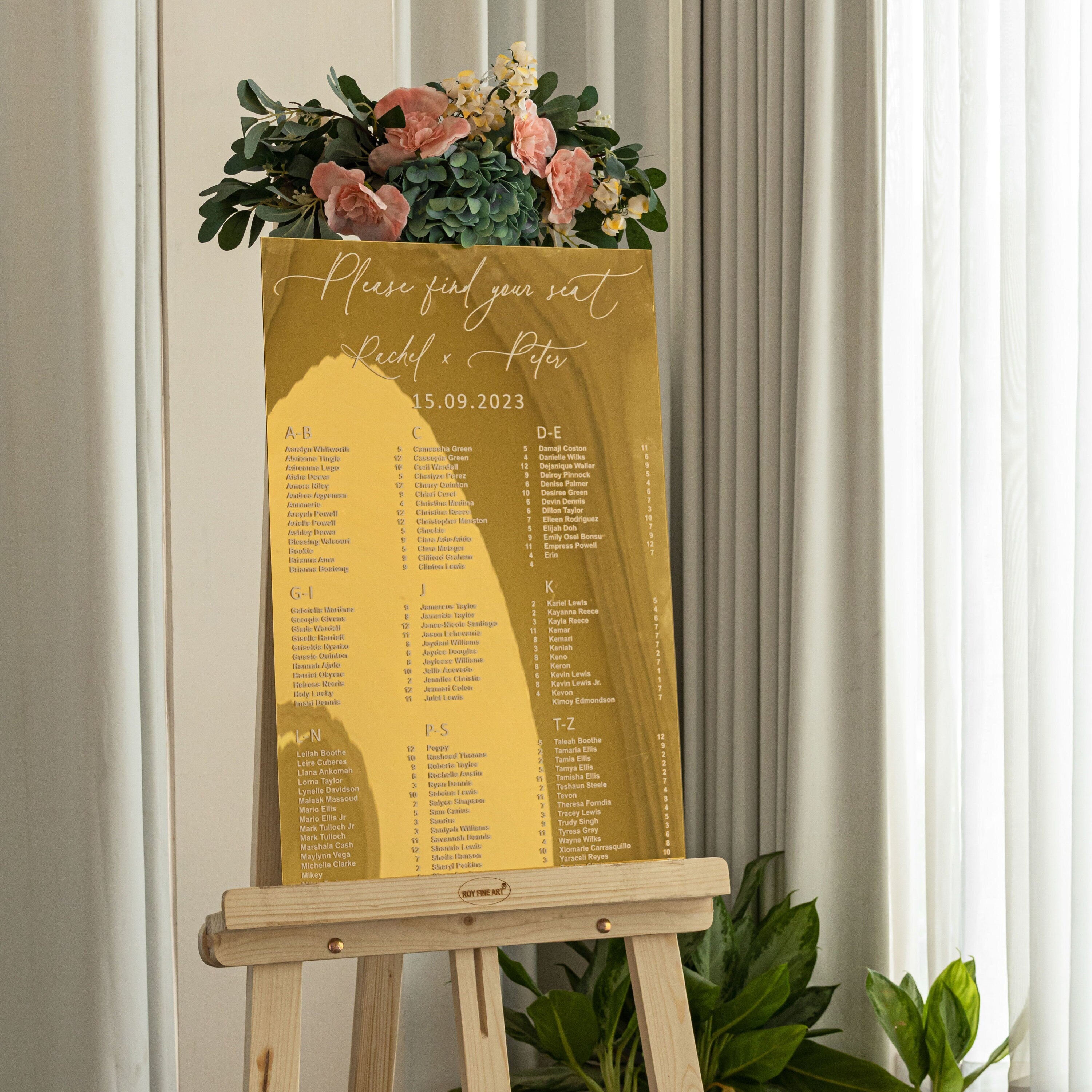 Gold Mirror Acrylic Seating Chart, Wedding seating chart, wedding seating sign, Please Be Seated Wedding Sign, Wedding Guests Plan