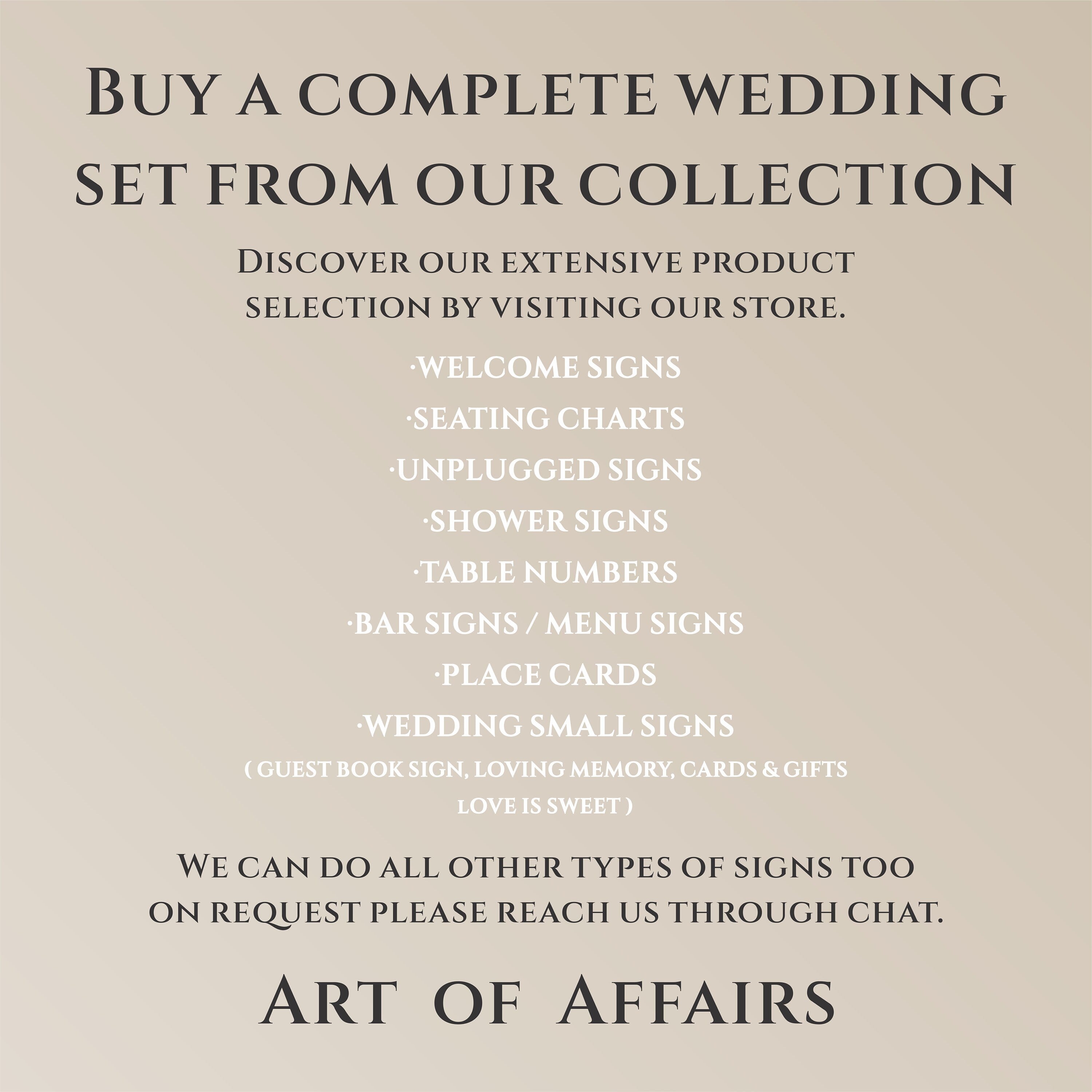 Wedding Bundle - Set of 3 Wedding Signs - Seating Chart - Wedding Seating Plan - Reception Signage - Gold Acrylic Wedding Signage