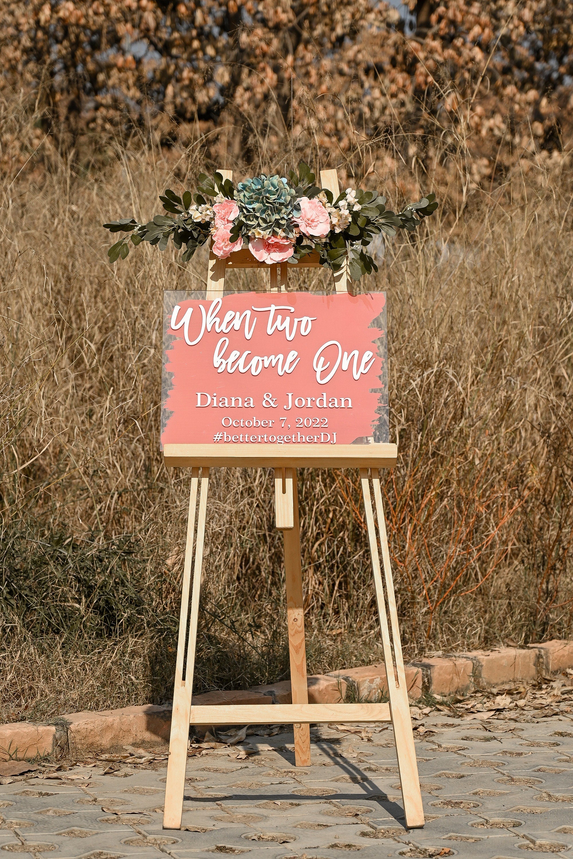 When two becomes one Welcome Sign, Personalized painted back Welcome Sign, Back Painted Acrylic Wedding Welcome Sign, Painted Welcome Sign