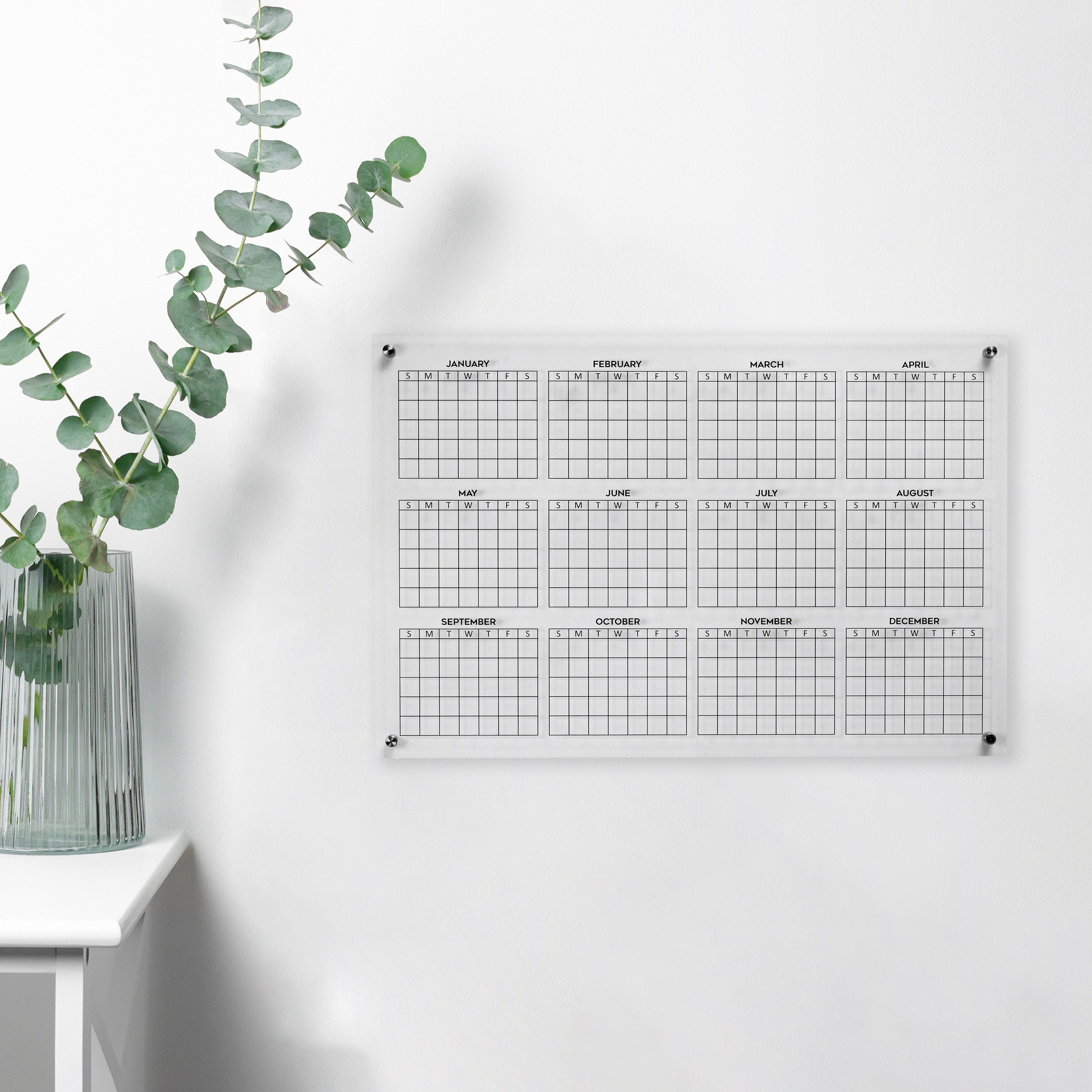 At A Glance 2023 Calendar, Reusable Yearly Dry Erase Acrylic Calendar, dry-erase 12 month calendar, clear wall mounted minimalist calendar