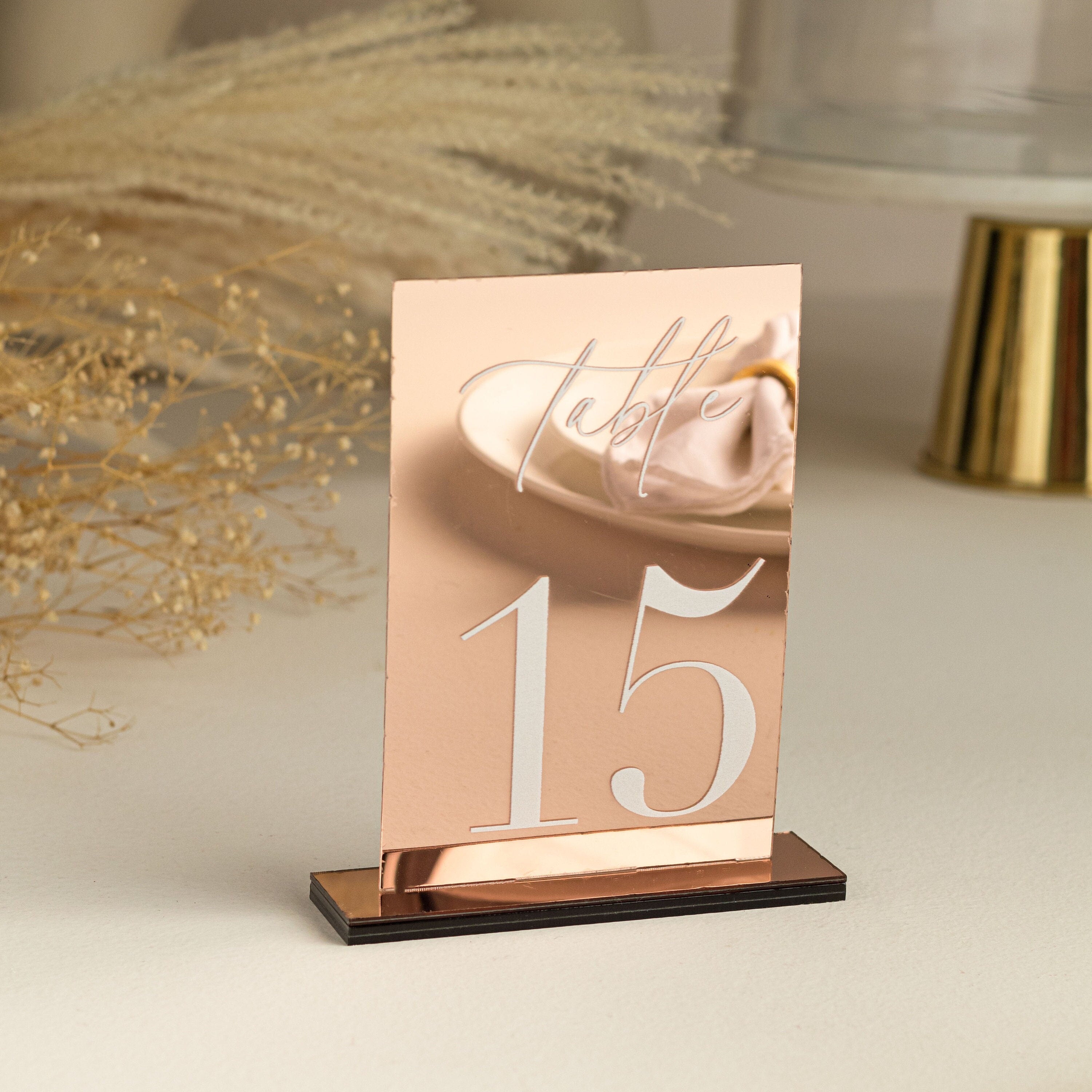 Mirror Rose Gold Table Numbers | Acrylic Table Numbers | Table Number Wedding , Centerpieces Luxury Decorations, Wedding decorations