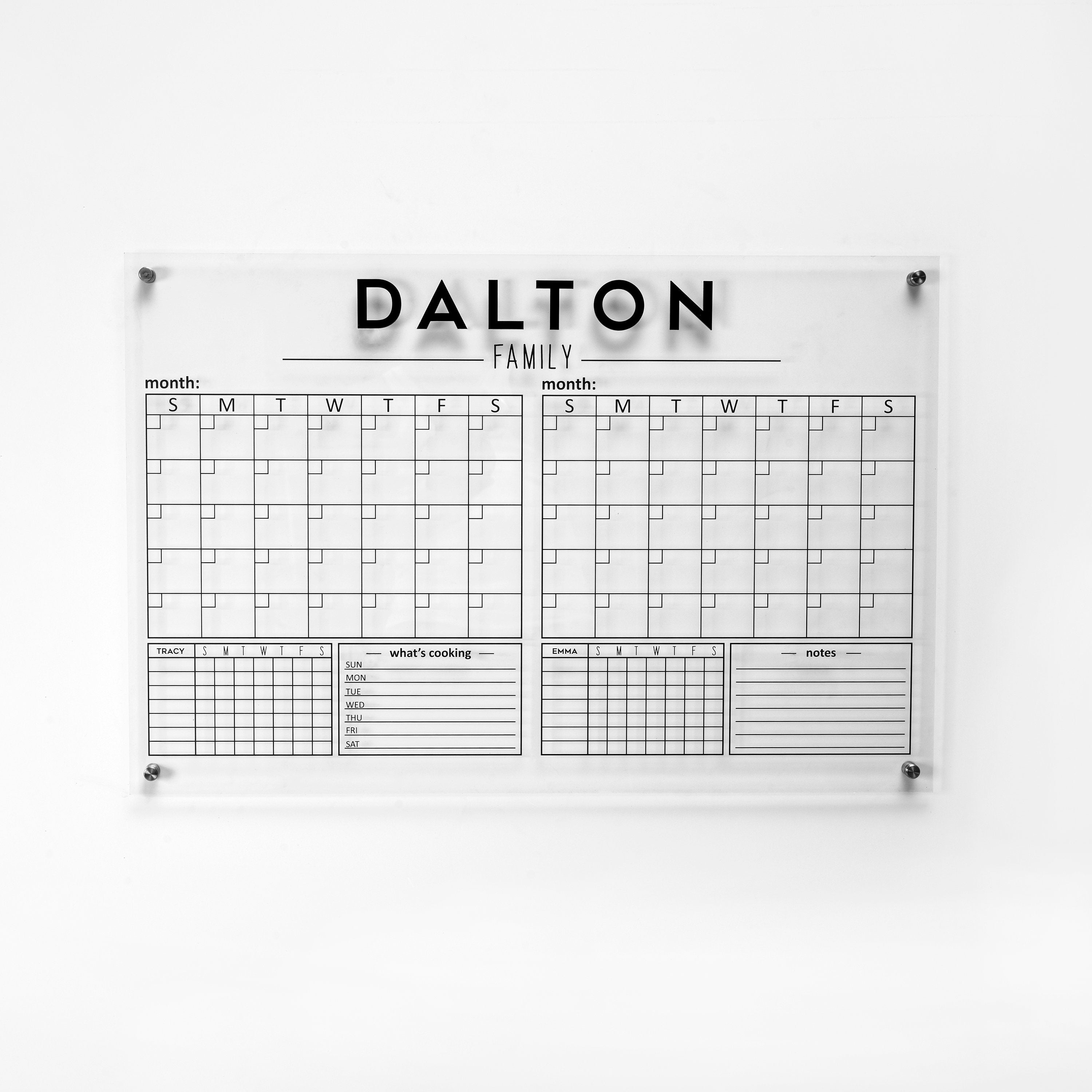 Two Month Clear Acrylic Calendar, Dry Erase Monthly Calendar, Monthly and Weekly Wall Calendar 2023 with Marker, Personalized Note Board