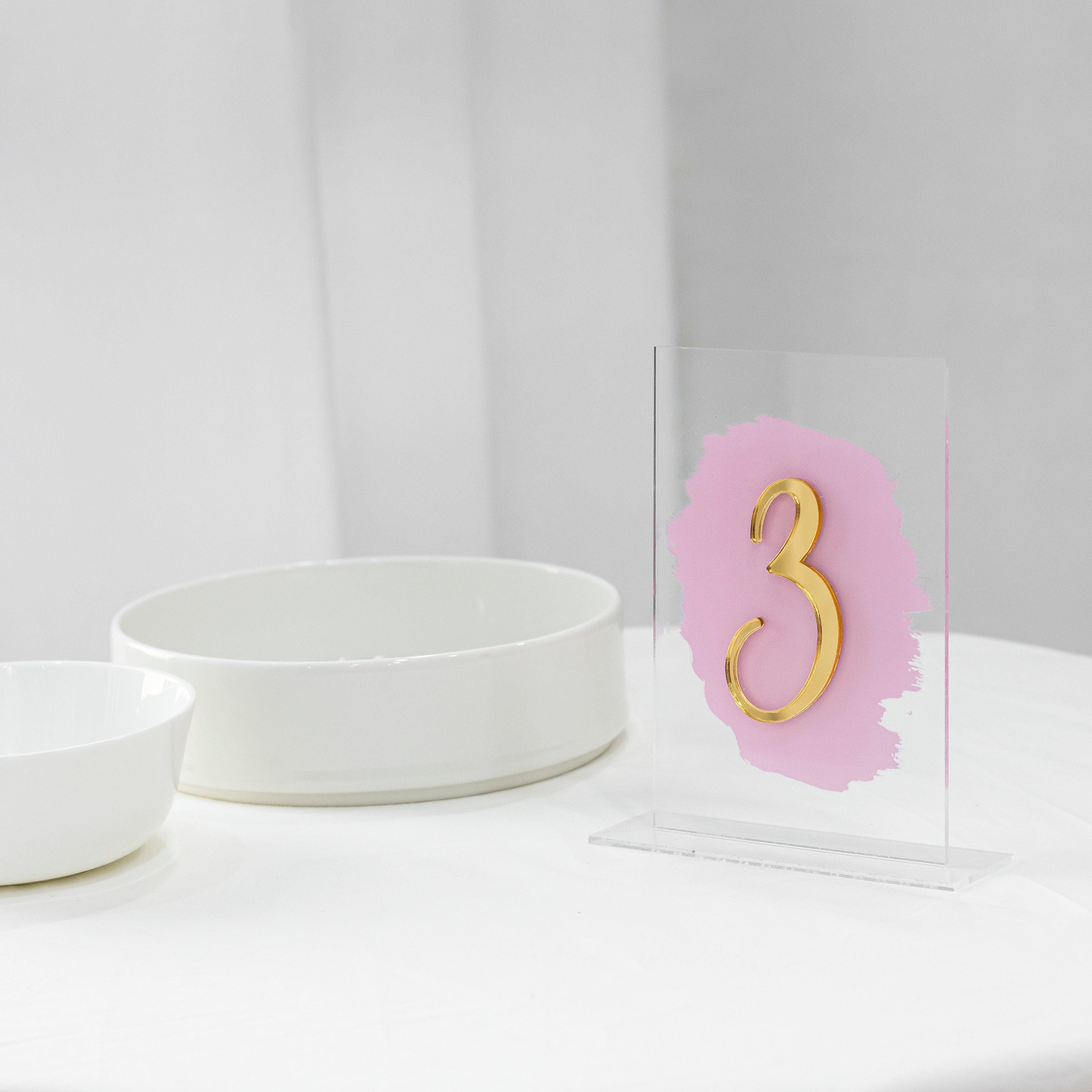 Gold Table Numbers | Table Numbers | Acrylic Table Numbers | Painted Back Table Numbers , Centerpieces Decorations, Wedding Table Number