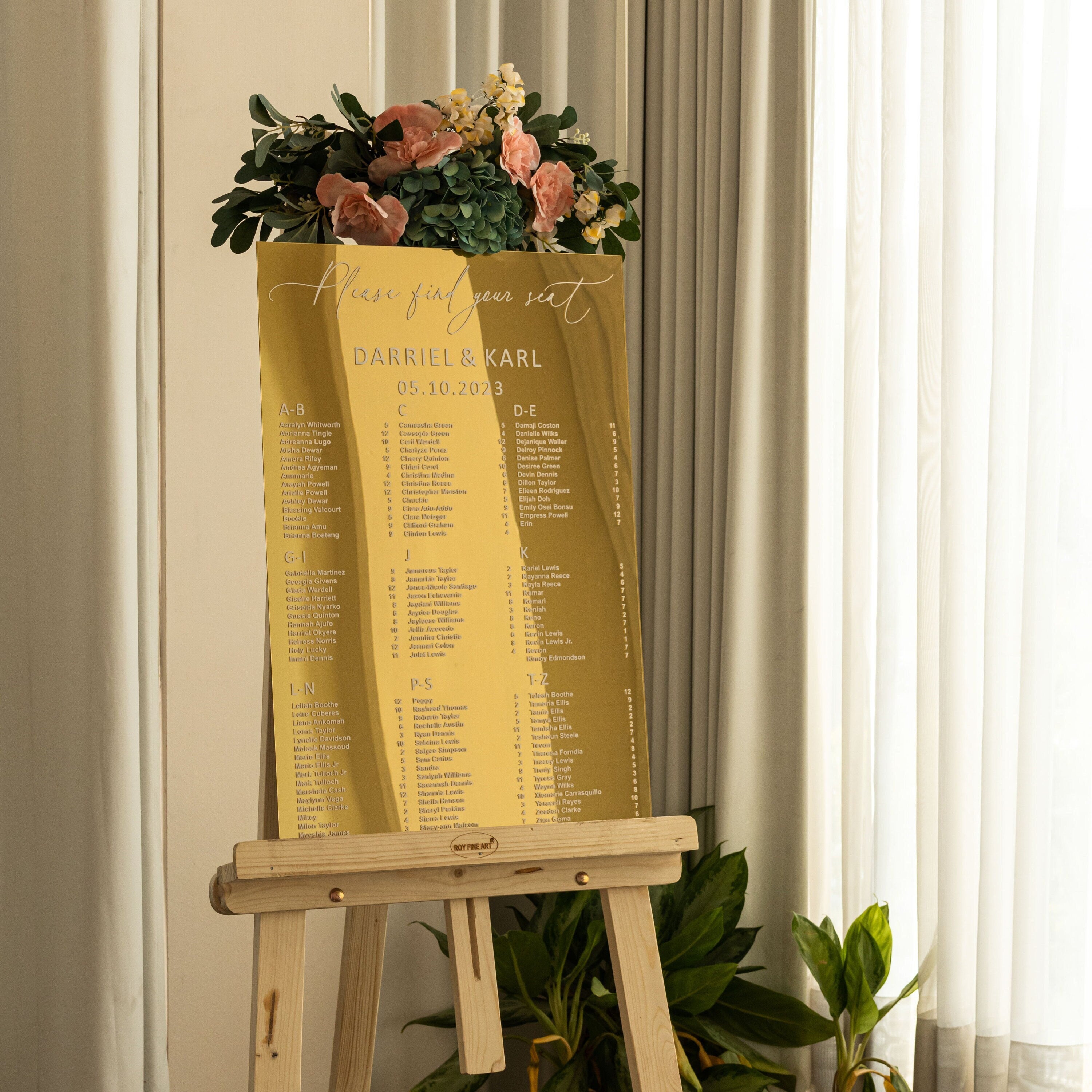 Gold Mirror Acrylic Seating Chart, Wedding seating chart, wedding seating sign, Please Be Seated Wedding Sign, Wedding Guests Plan