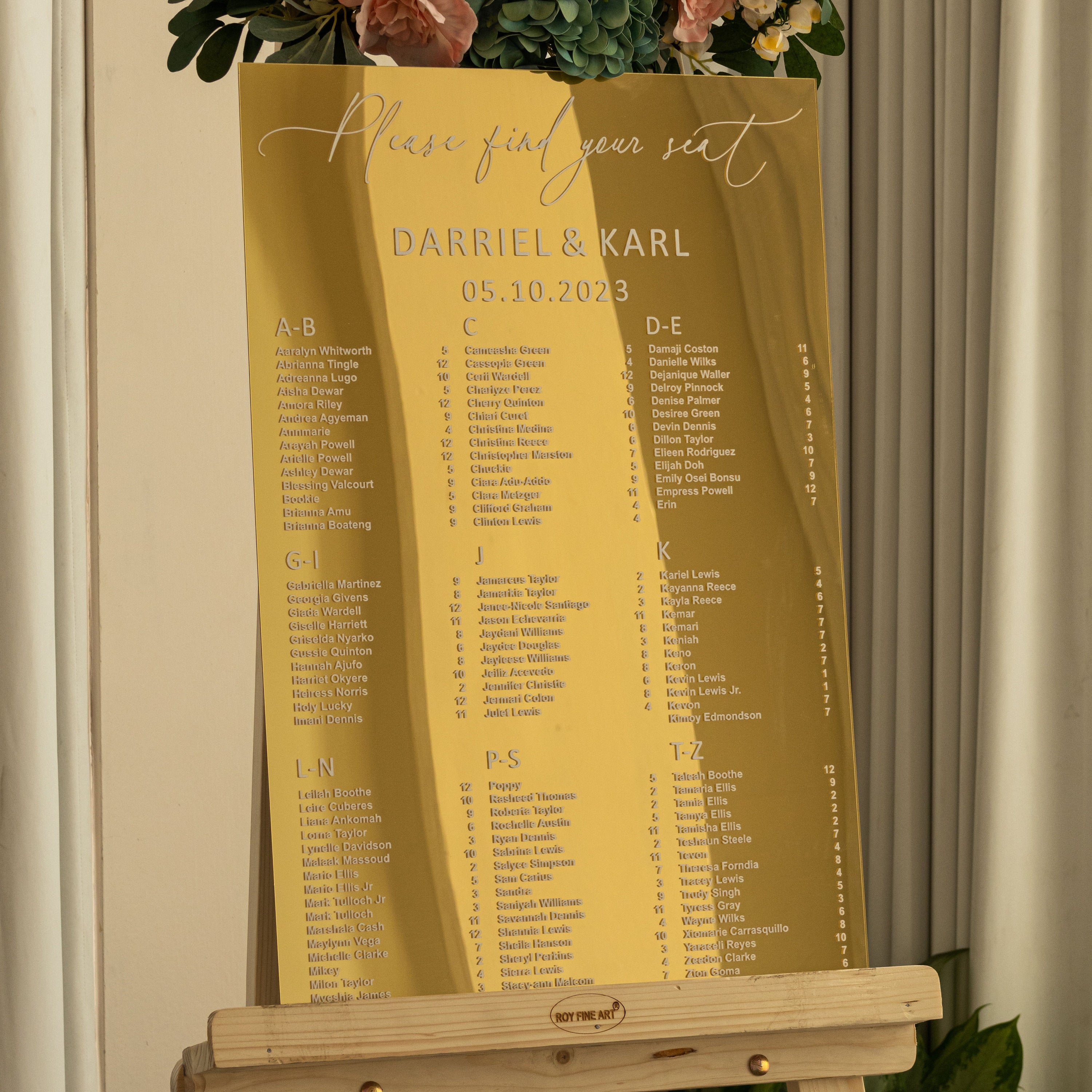 Gold Mirror Acrylic Seating Chart, Wedding seating chart, wedding seating sign, Please Be Seated Wedding Sign, Wedding Guests Plan